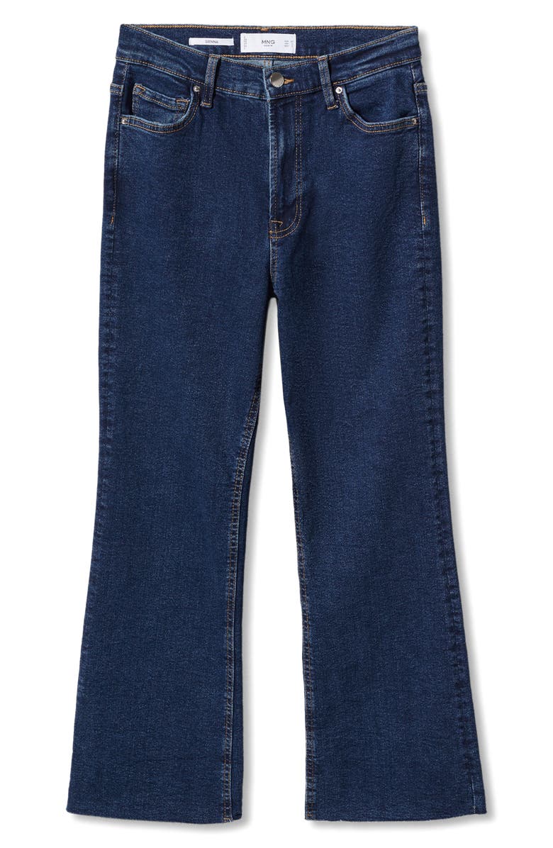 MANGO Raw Hem Crop Flare Jeans, Alternate, color, 