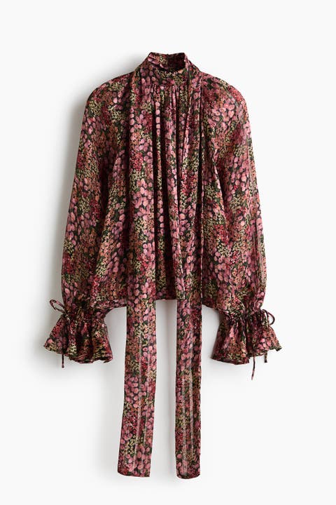 Tie-Detail Chiffon Blouse