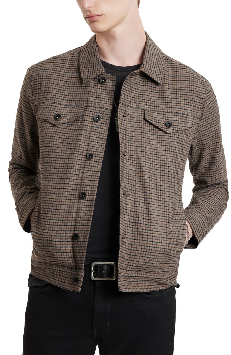 John Varvatos Evans Check Denim Trucker Jacket, Alternate, color, 
