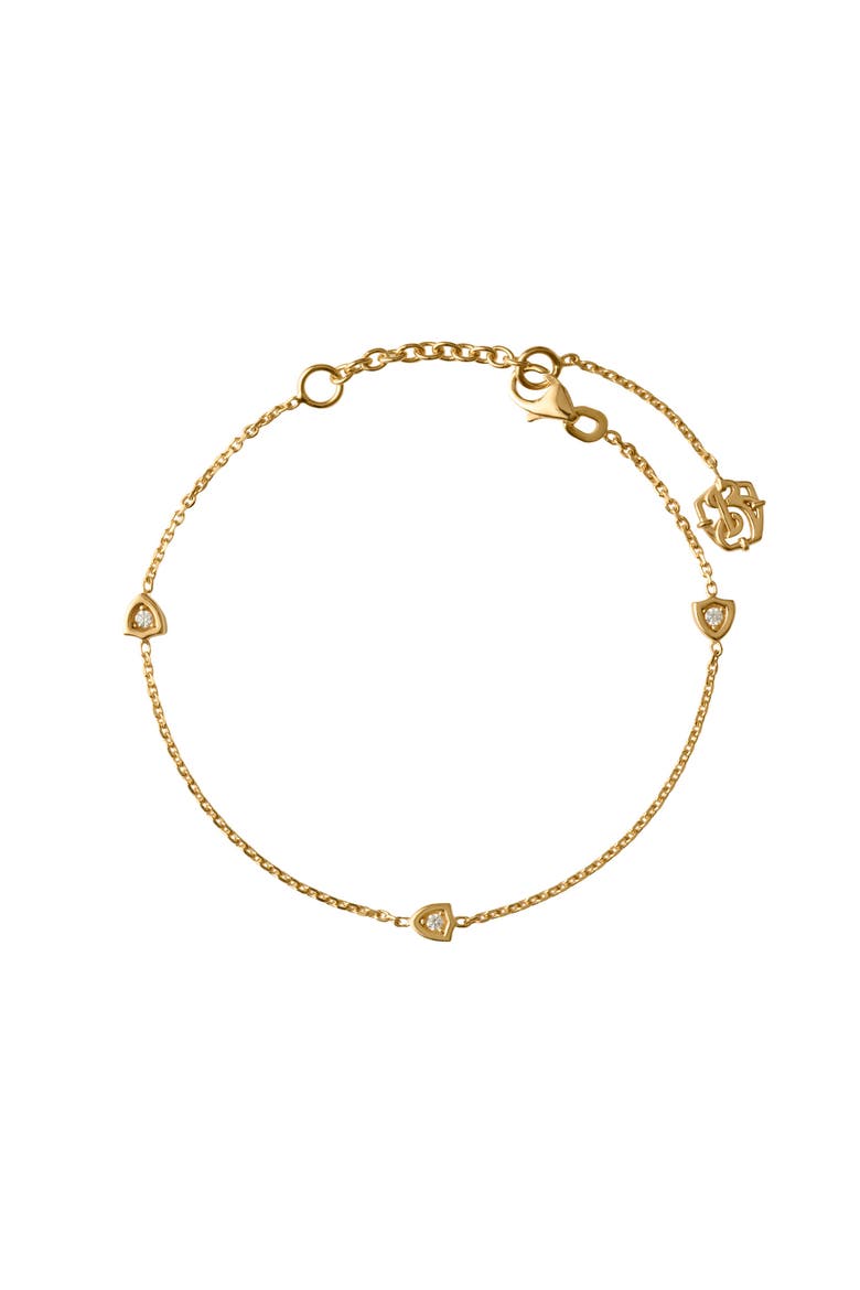 Shield Chain Bracelet, Main, color, Gold/clear