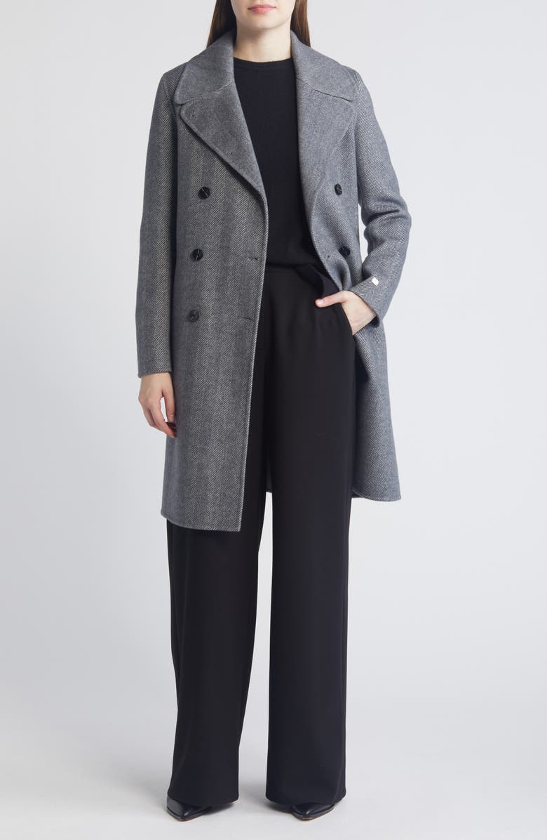 Soia & Kyo Safira Double Breasted Wool Herringbone Coat, Alternate, color, 