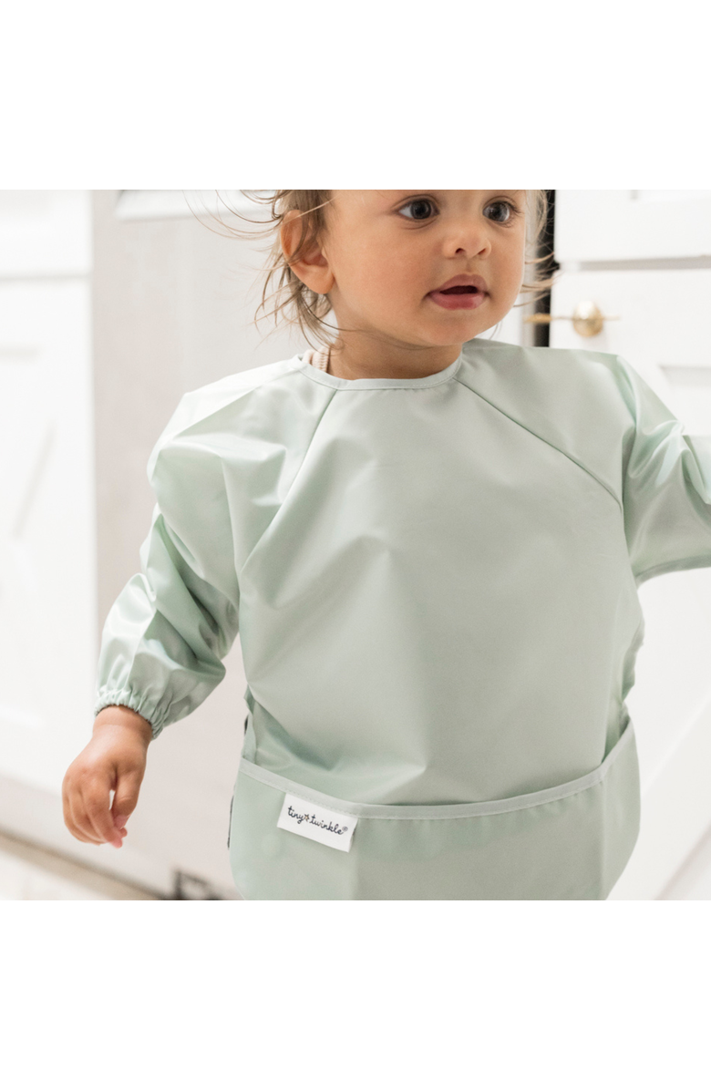 Tiny Twinkle Mess-Proof/Waterproof 2-Pack Long-Sleeve Bib, Alternate, color, Sage Charcoal