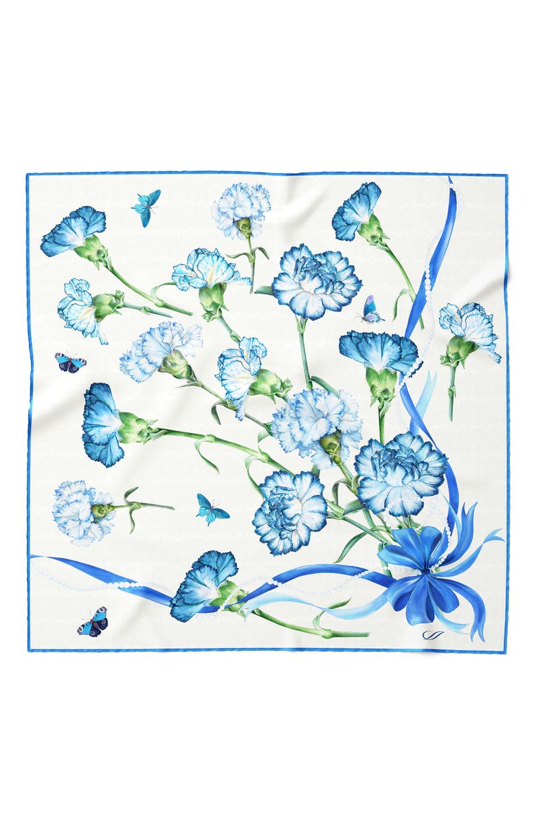 Elizabetta Dianthus - Silk Bandana, Main, color, Blue