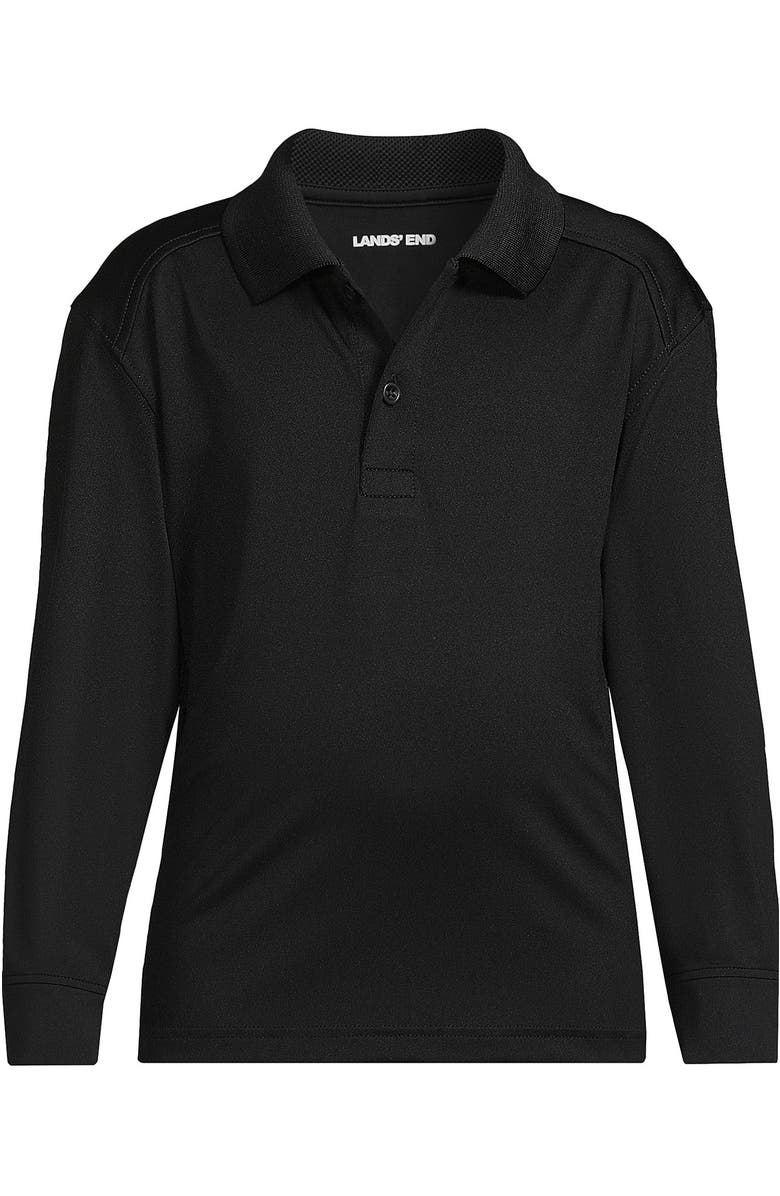 Lands' End School Uniform Kids Long Sleeve Rapid Dry Polo Shirt, Alternate, color, Black