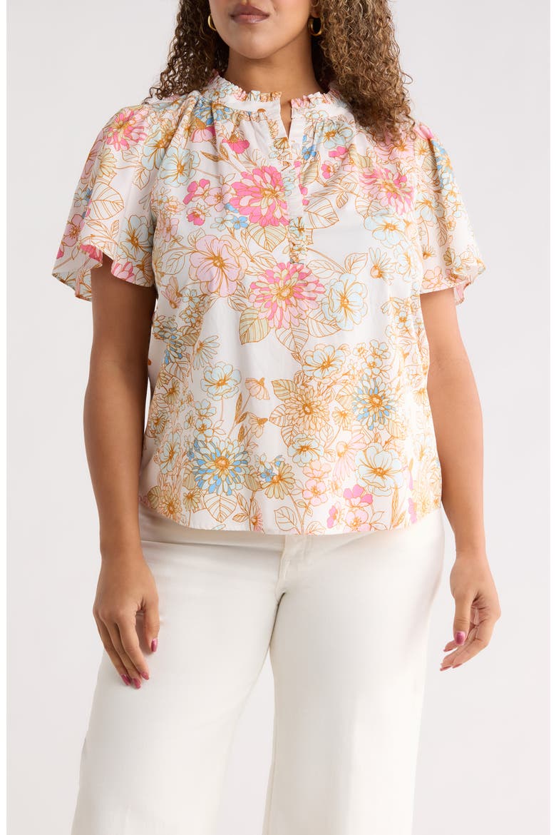 Day Lily Floral Ruffle Top, Main, color, OFF-WHITE-MULTI