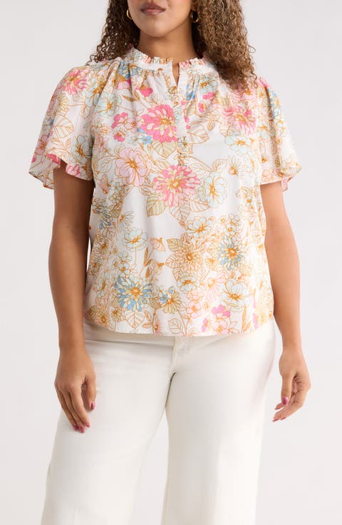 Day Lily Floral Ruffle Top
