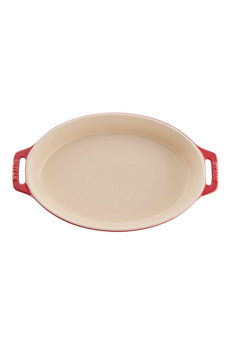 2-Piece Enameled Ceramic Oval Baking Dishes, Alternate, color, CHERRY