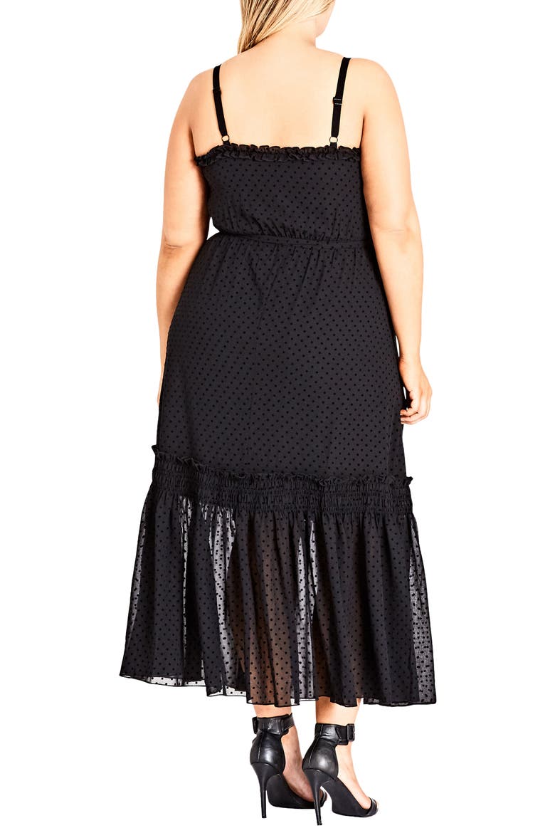 Flocked Spot Maxi Dress, Alternate, color, BLACK SPOT