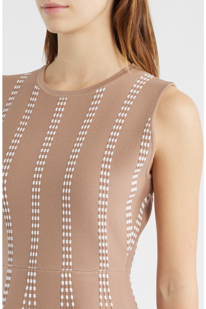 Contrast Piping Sleeveless Midi Sweater Dress, Alternate, color, MOCHA/ WHITE