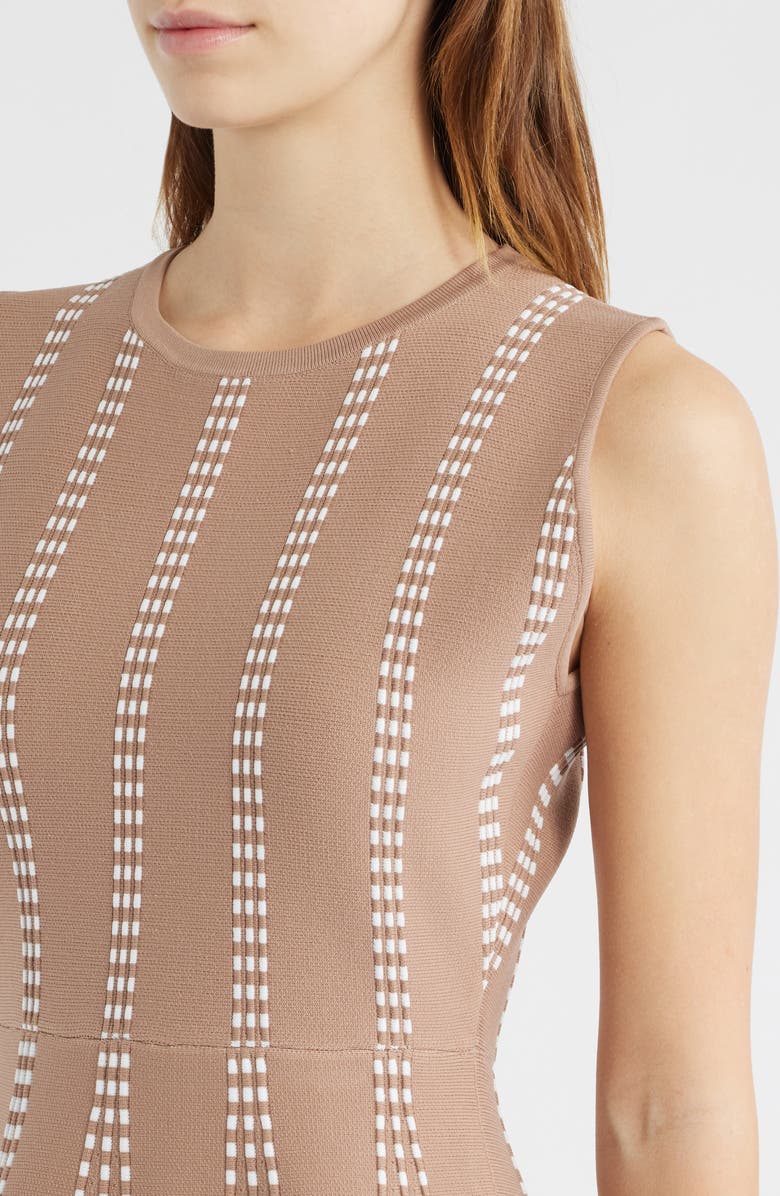 FREEMARKET Contrast Piping Sleeveless Midi Sweater Dress, Alternate, color, Mocha/ White