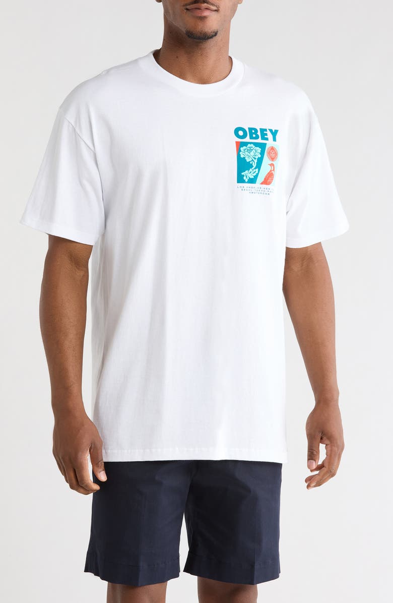 Obey New Spring Graphic T-Shirt, Main, color, White