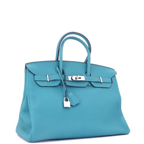 Pre-owned Hermes  Hermes Birkin Handbag Blue Togo With Palladium Hardware 35 In Blue