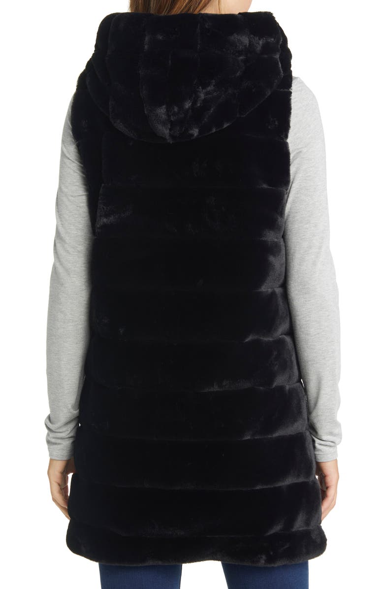 Via Spiga Hooded Faux Fur Vest, Alternate, color, Black