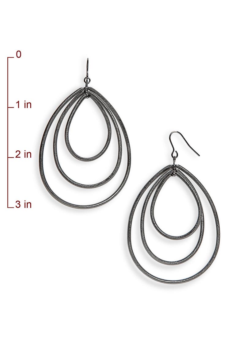 Open Teardrop Earrings, Alternate, color, HEMATITE