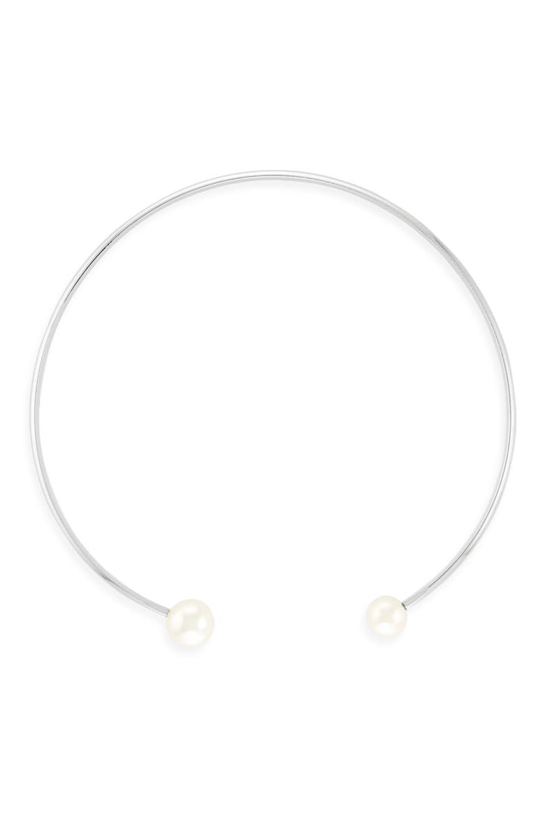 Jemima Faux Pearl Open Choker Necklace, Main, color, SILVER/ PEARL