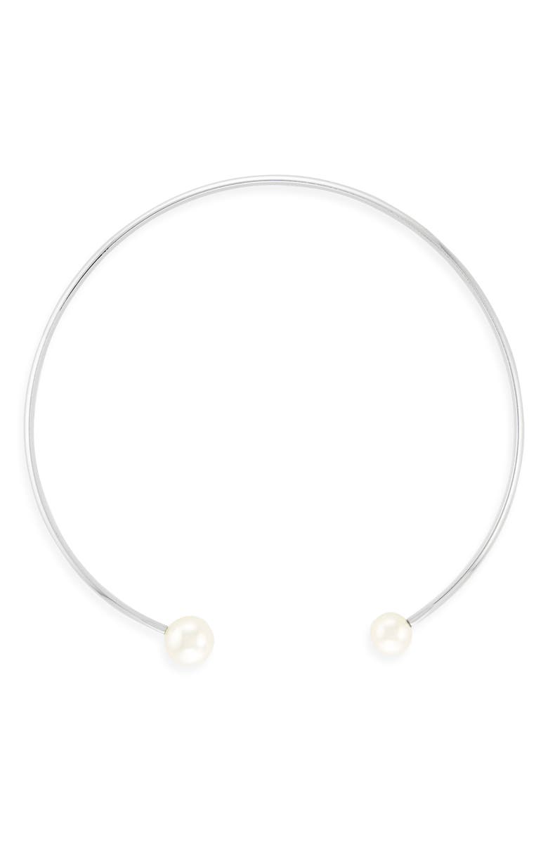 Shashi Jemima Faux Pearl Open Choker Necklace, Main, color, Silver/ Pearl
