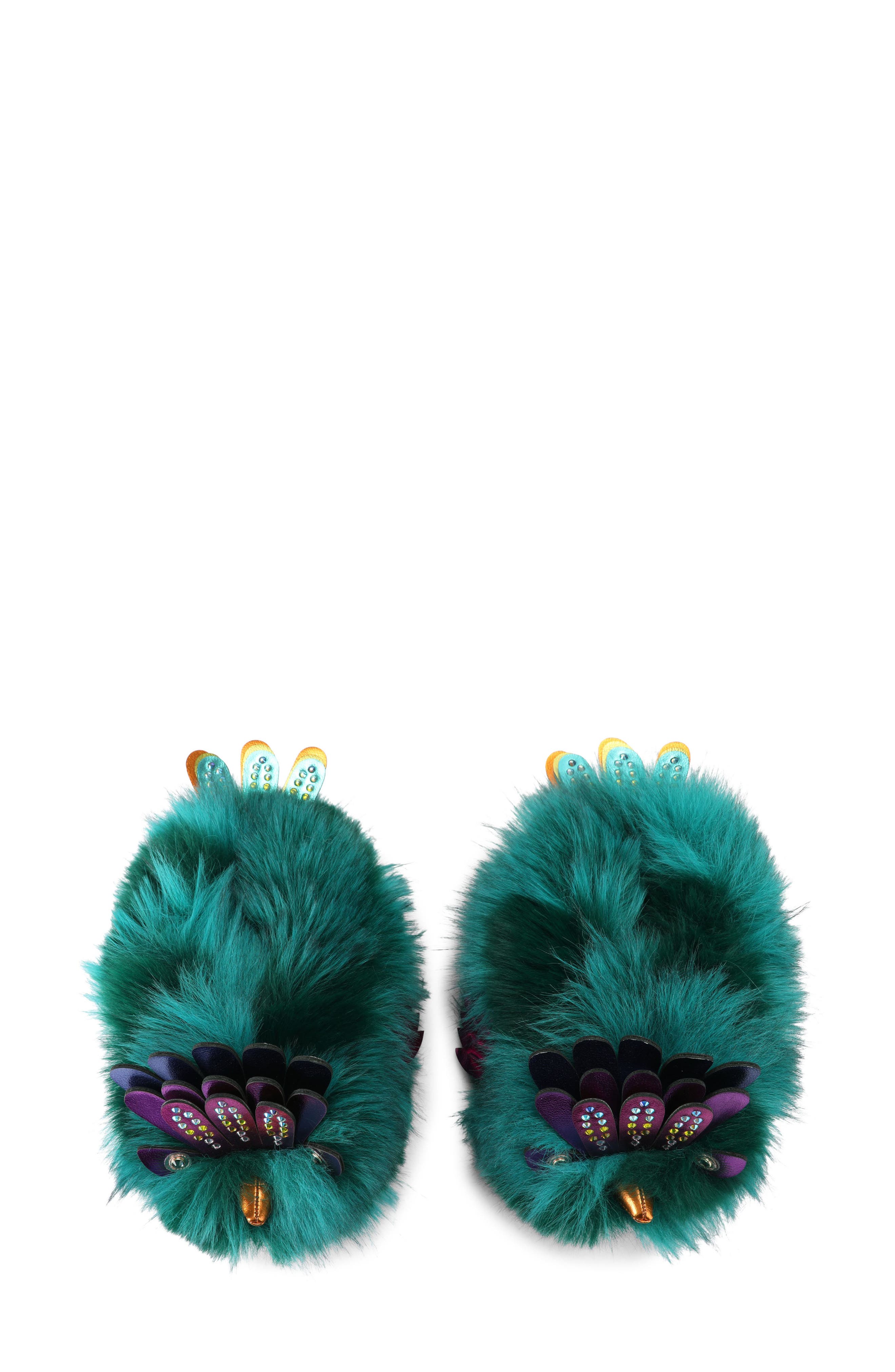 Eagle Fluff Faux Fur Slipper, Alternate, color, GREEN