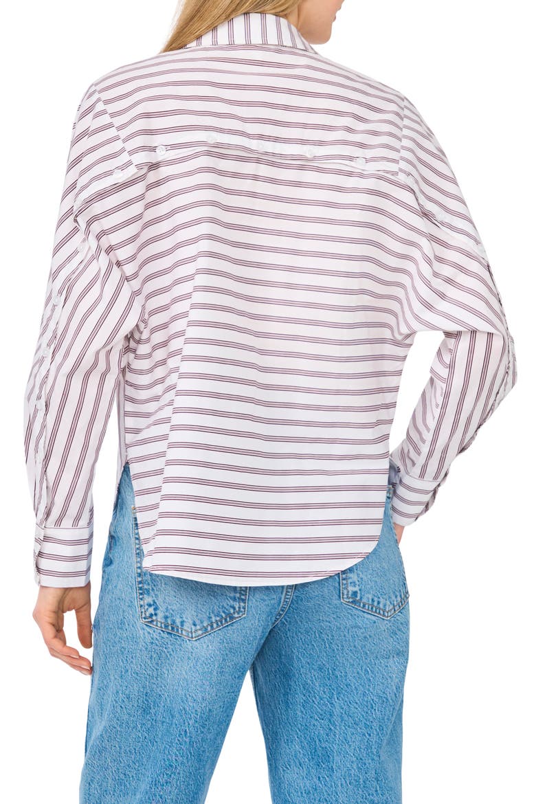 Stripe Long Sleeve Button-Up Shirt, Alternate, color, CRISP MERLOT