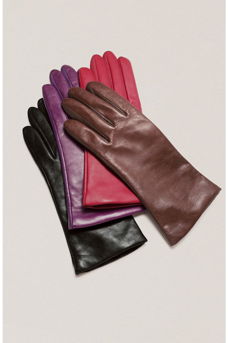'Basic Tech' Cashmere Lined Leather Gloves (Nordstrom Exclusive), Alternate, color, BROWN