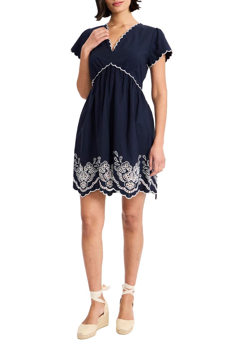 V-Neck Cotton Minidress, Alternate, color, NAVY BLAZER