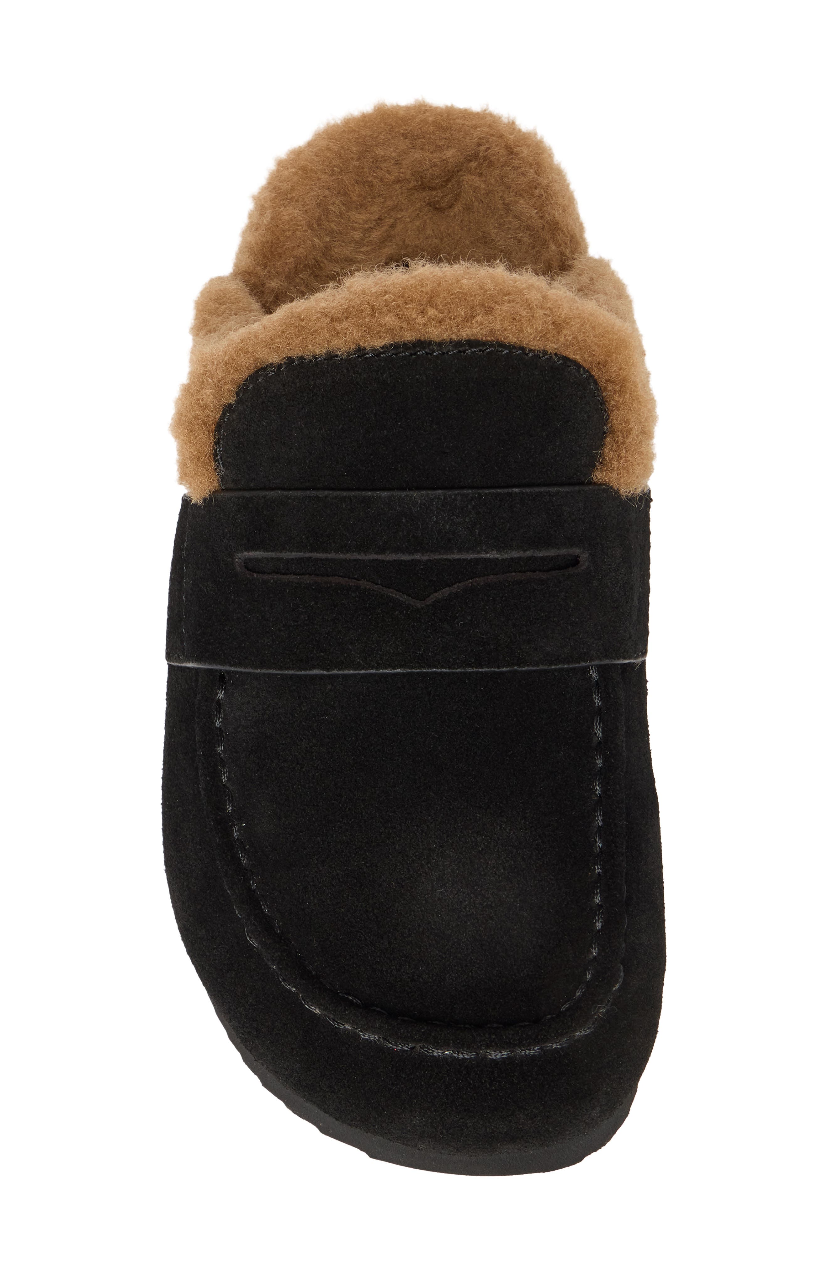 Wynn Faux Fur Lined Flat Mule, Alternate, color, BLACK
