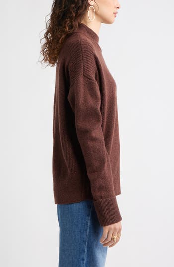 Rib Detail Mock Neck Sweater