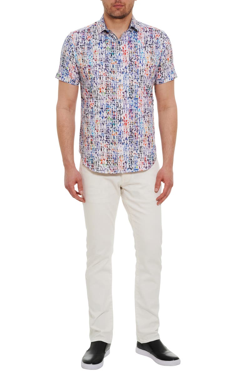 Robert Graham DNA Short Sleeve Stretch Cotton Button-Up Shirt, Alternate, color, 