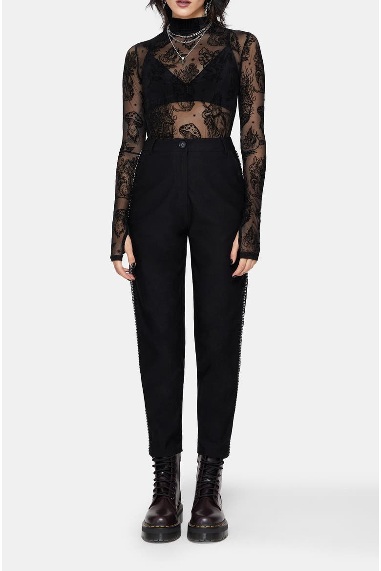 Nocturne Tapered Trouser With Chain Trim, Main, color, Black