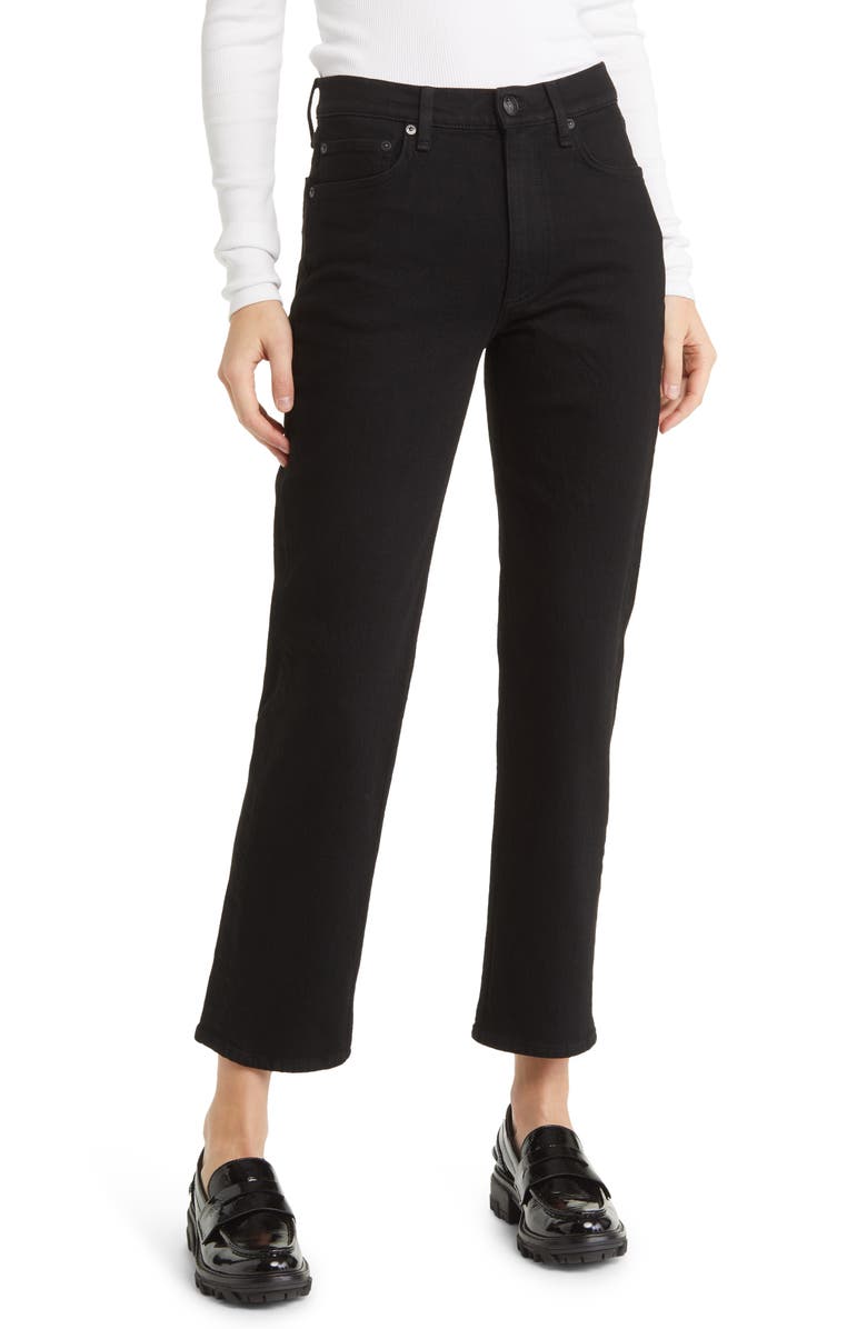 rag & bone Harlow High Waist Straight Leg Jeans, Main, color, Black