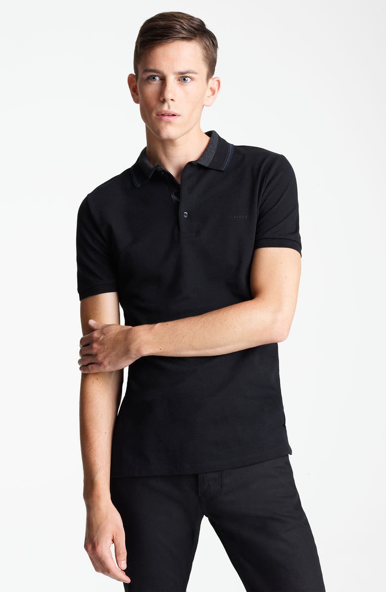 Burberry London 'Adler' Check Placket Cotton Polo, Main, color, 