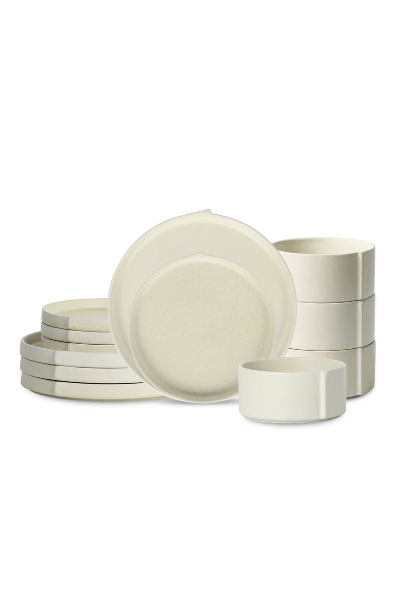 Bao Stoneware 12-Piece Dinnerware Set, Main, color, Beige