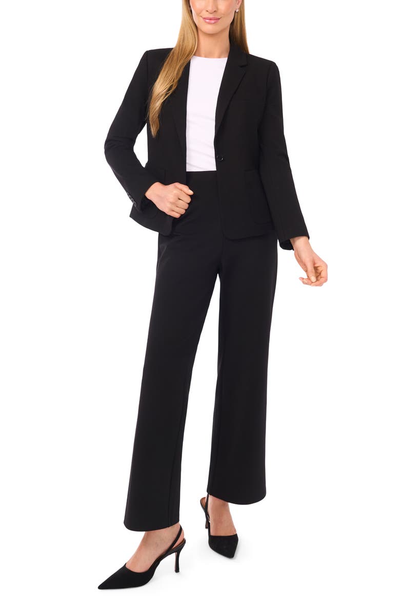 One-Button Ponte Knit Jacket, Alternate, color, RICH BLACK