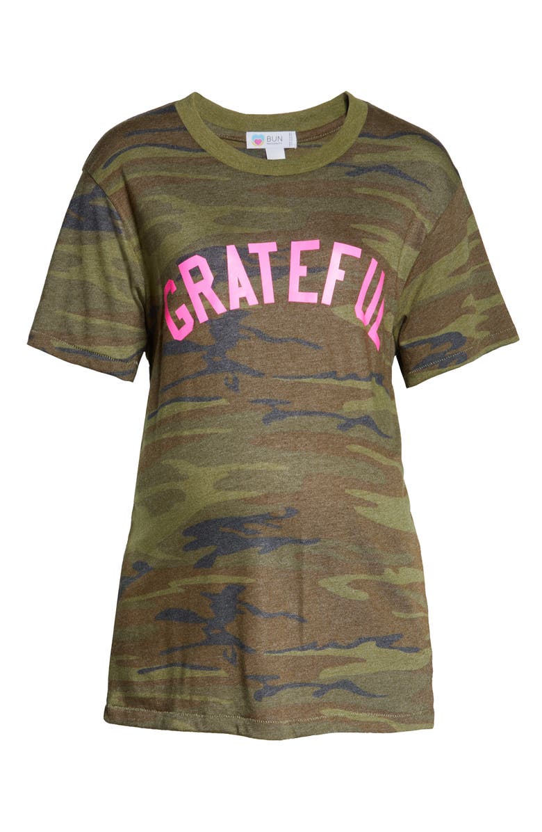 Bun Maternity Grateful Camo Maternity Graphic Tee, Alternate, color, 