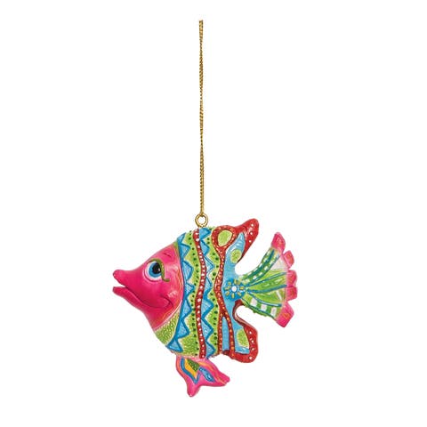 Green And Pink Striped Fish Ornament
