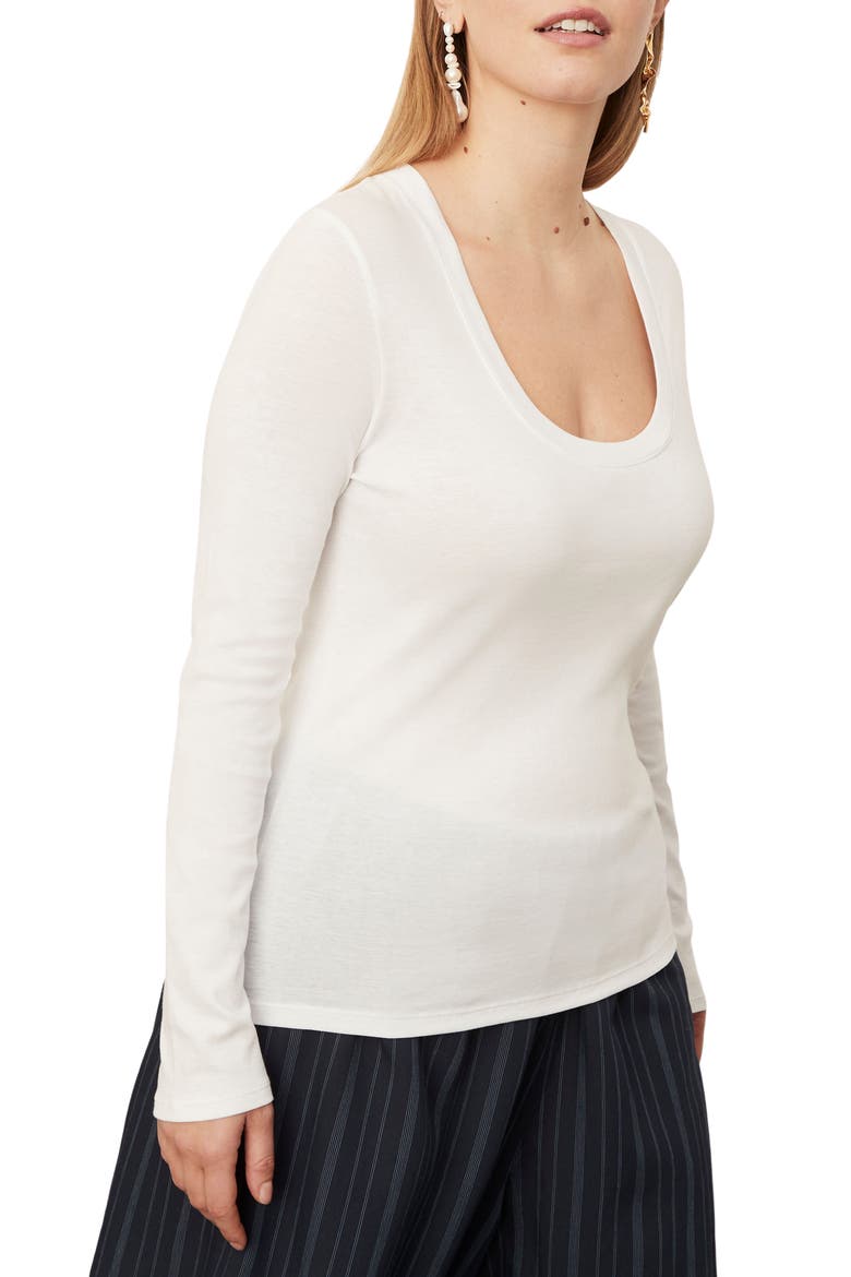 Scoop Neck Pima Cotton Top, Alternate, color, OFF WHITE