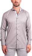 Maceoo Einstein Ascension0090 Grey Tonal Checkerboard Cotton Button-Up Shirt