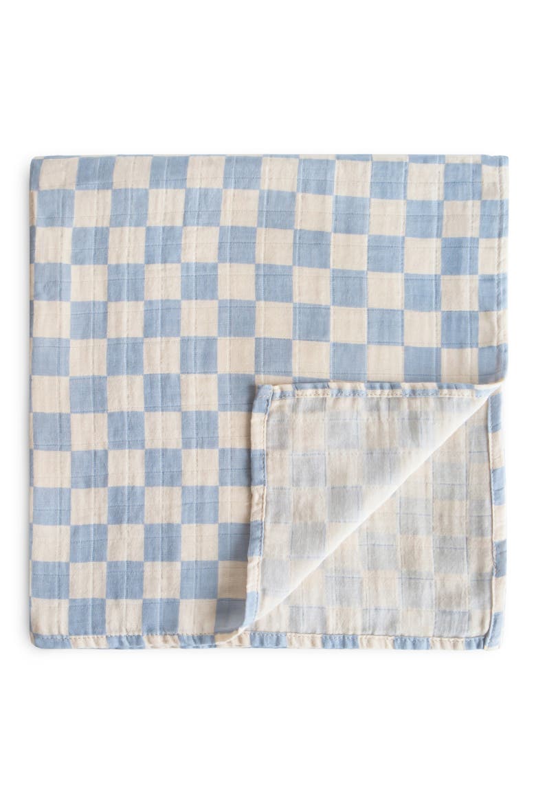 Muslin Swaddle Blanket, Main, color, BLUE CHECK
