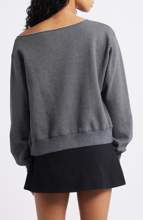 Bp. Fleece Detail Off The Shoulder Sweatshirt In Gray