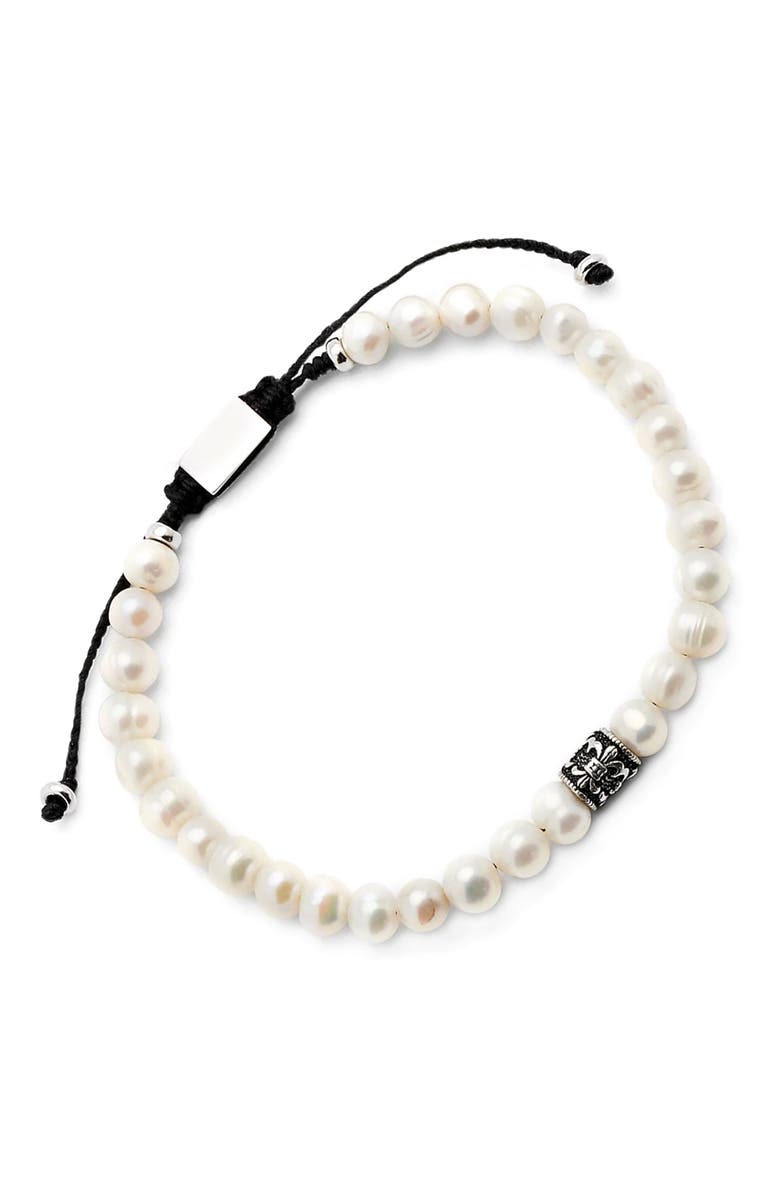 Jan Leslie Freshwater Pearl Bracelet With Filigree Spacers, Main, color, Pearl