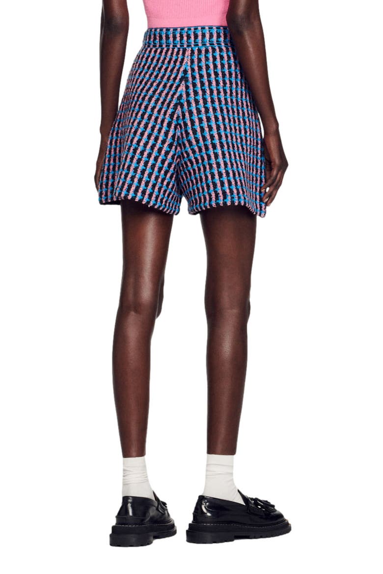 Gilo High Waist Tweed Shorts, Alternate, color, NOIR / BLEU