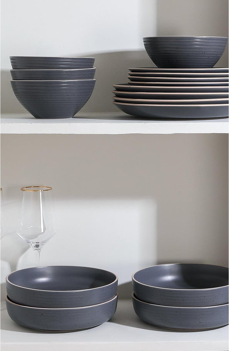 Stone Lain Lauren Stoneware 16-Piece Dinnerware Set, Alternate, color, Charcoal