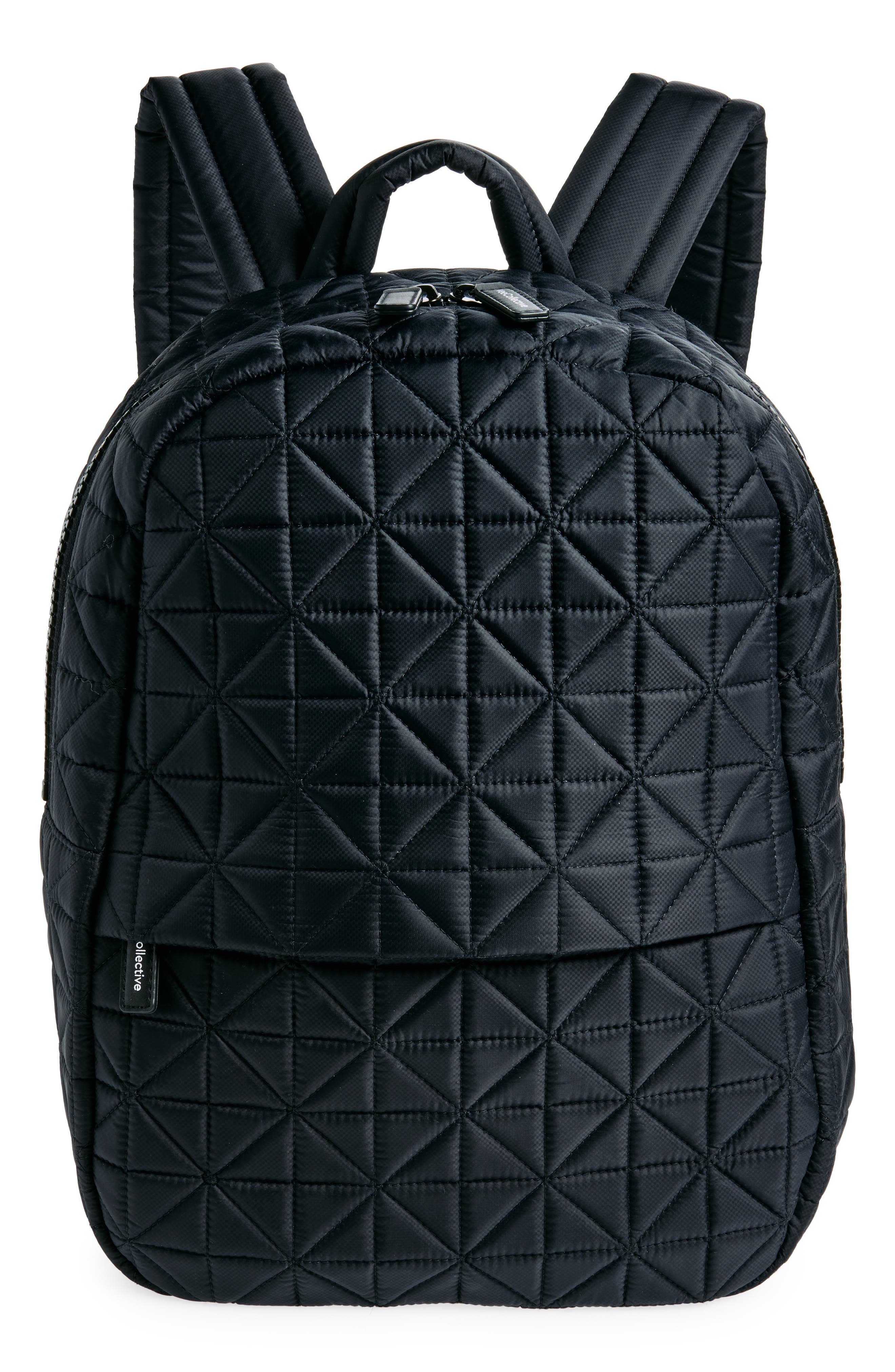 VeeCollective Vee Water Repellent Quilted Nylon Backpack, Main, color, 