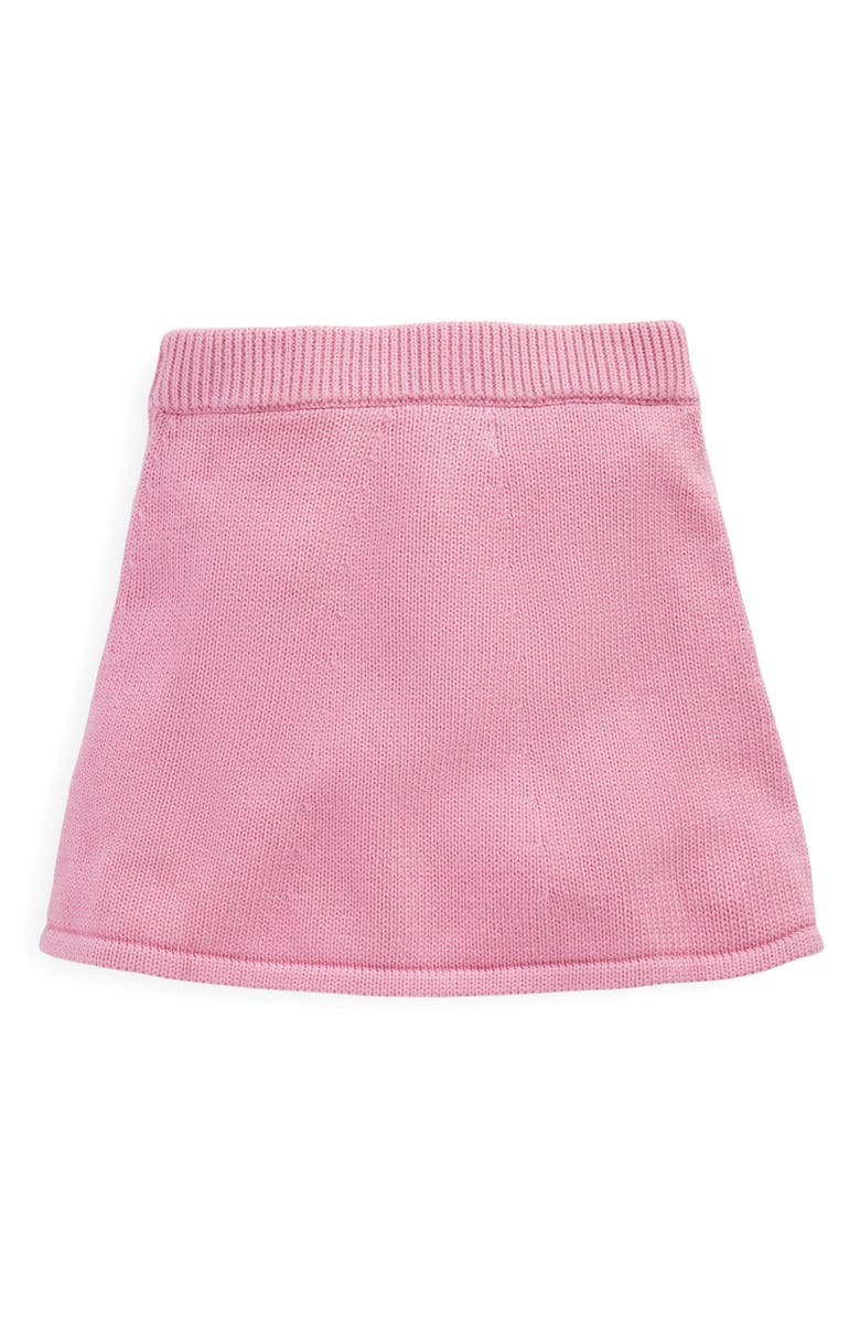Mini Boden Kids' Heart Embroidered Cable Cotton Sweater Skirt, Alternate, color, Formica Pink