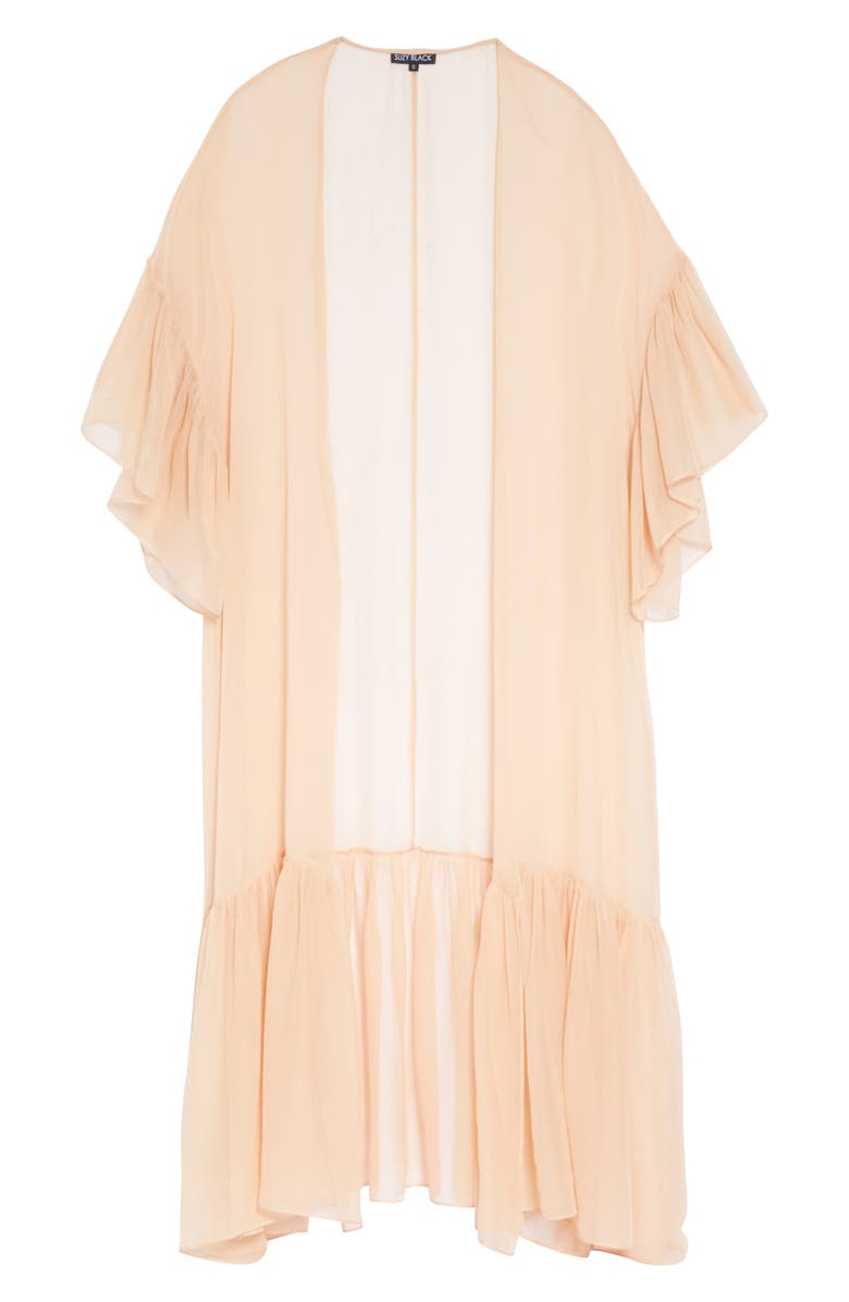 SUZY BLACK Birdie Silk Chiffon Duster Robe, Alternate, color,