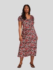 Live Unlimited Floral Gathered Neck Midi Dress