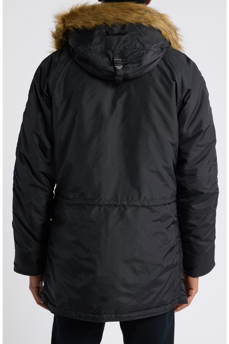 N-3B Relaxed Fit Faux Fur Trim Parka, Alternate, color, BLACK