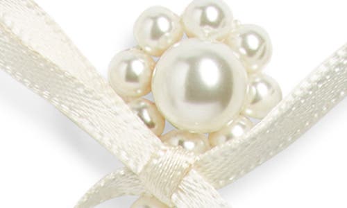 Simone Rocha Slim Bow Ribbon Drop Earrings In Pearl