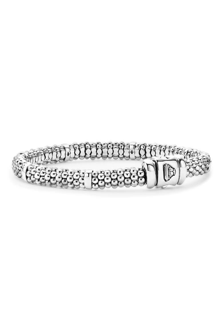 Caviar Sterling Silver Rope Station Bracelet, Alternate, color, STERLING SILVER