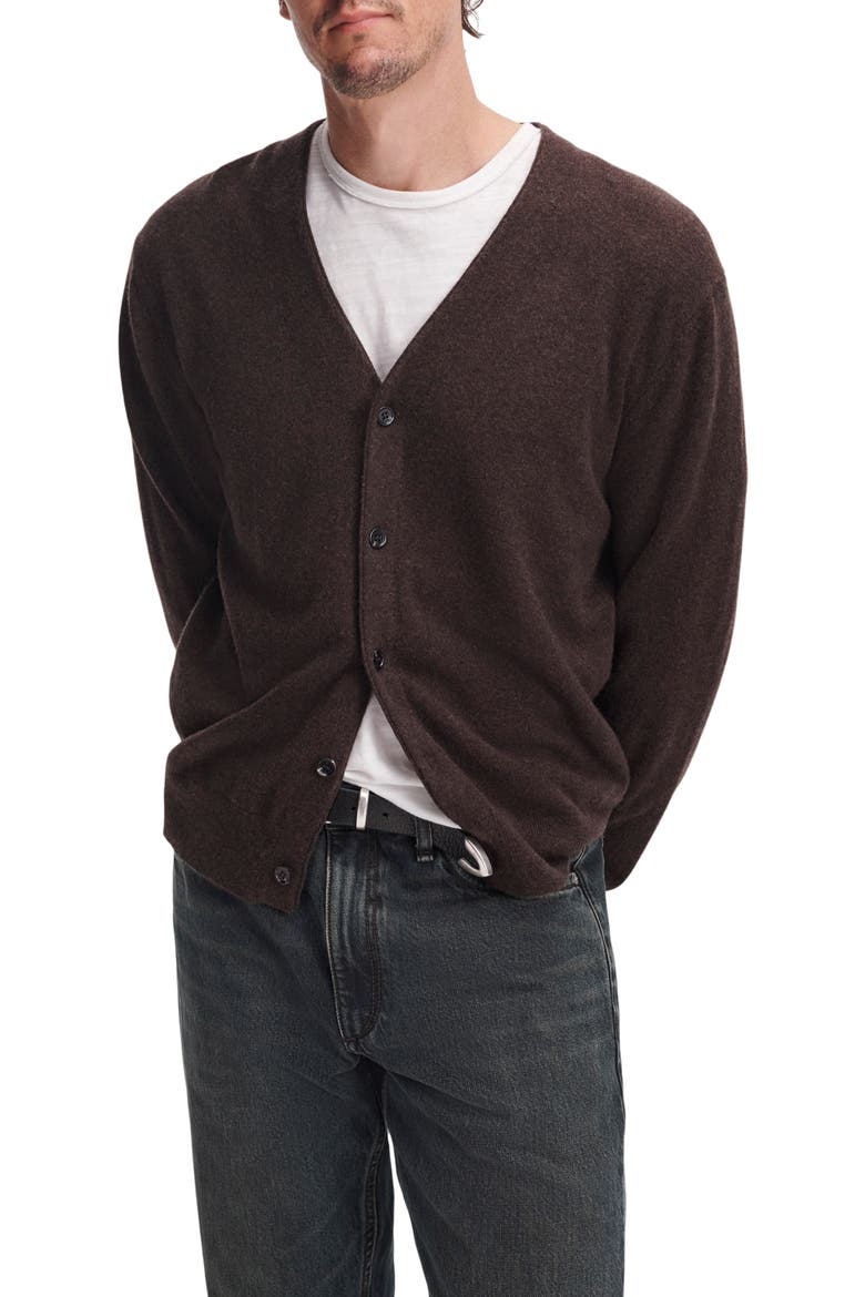 Jax V-Neck Cashmere Cardigan, Main, color, DARK BROWN