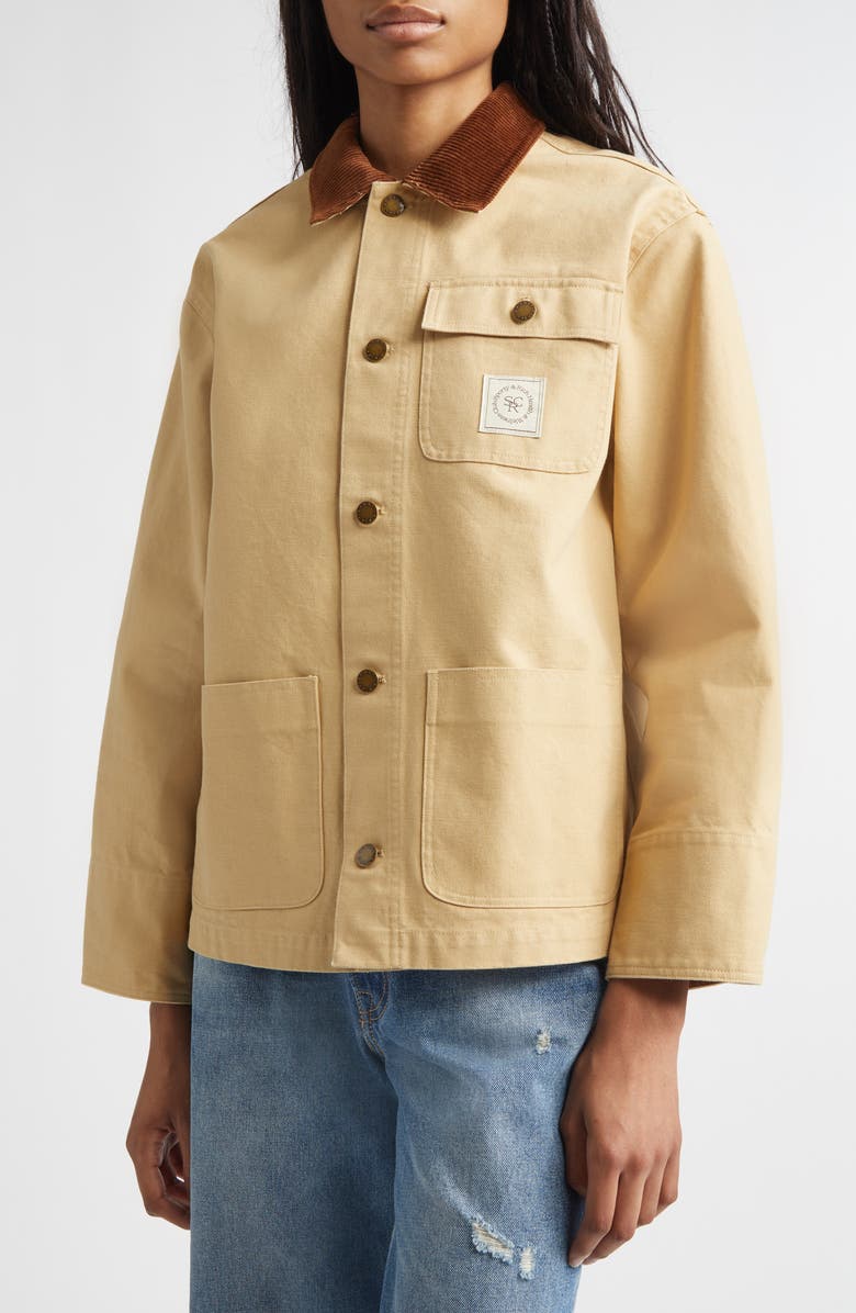 Sporty & Rich Cotton Painters Jacket, Alternate, color, Tan